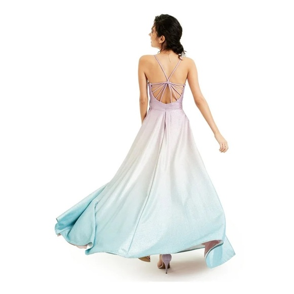 Speechless Ombre Glitter Rainbow Maxi Dress Gown 0 - Picture 3 of 5